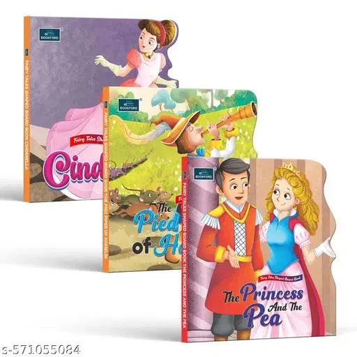 Fairy Tale Shaped Board Book | Cinderella, The Pied Piper, and The Princess and the Pea | for kids | story books | (Set of 3)