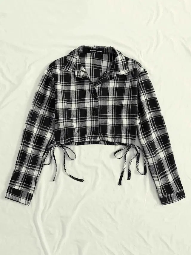 Full Sleeves Printed Shirt for Women (Black & White, M)