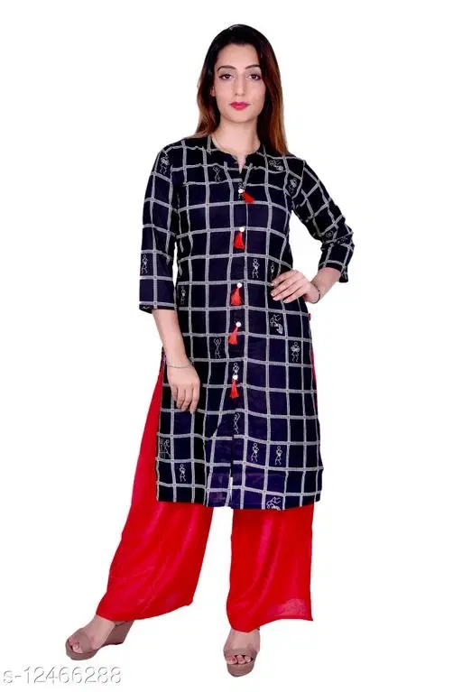 Rayon Kurta & Payjama Set For Women, Blue (S)
