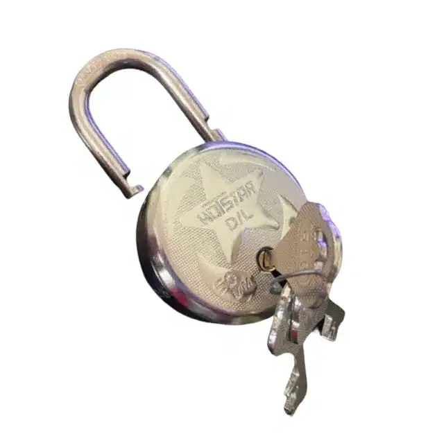 Stainless Steel Door Lock & Key, Silver