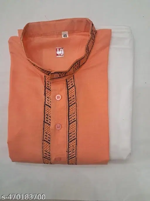 Solid Show Button Kurta Set for Men (XL)