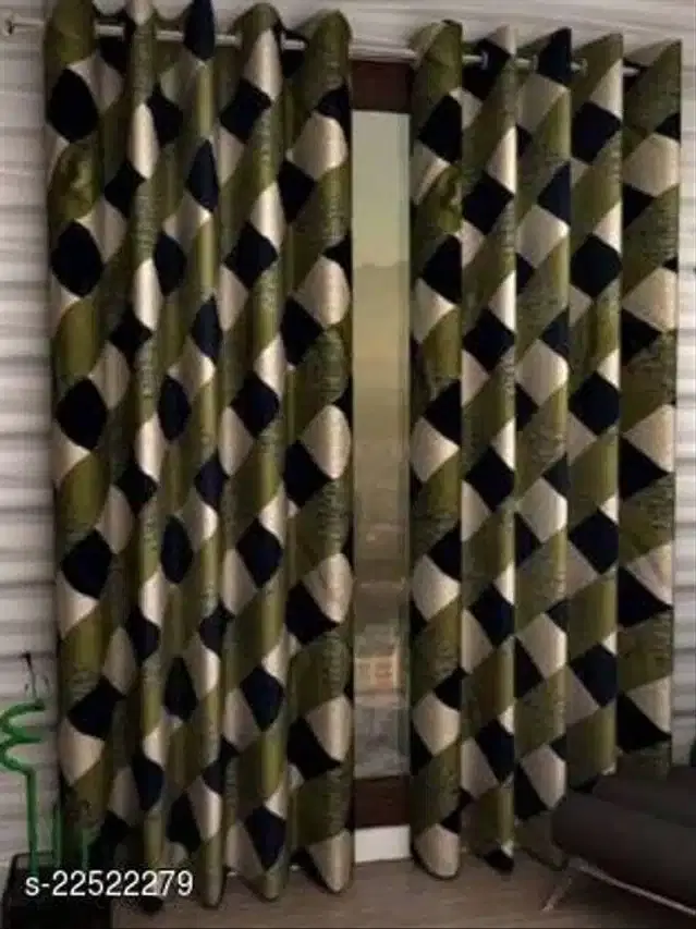 Curtains for Door, Green, 7x4 feet, Pack of 2