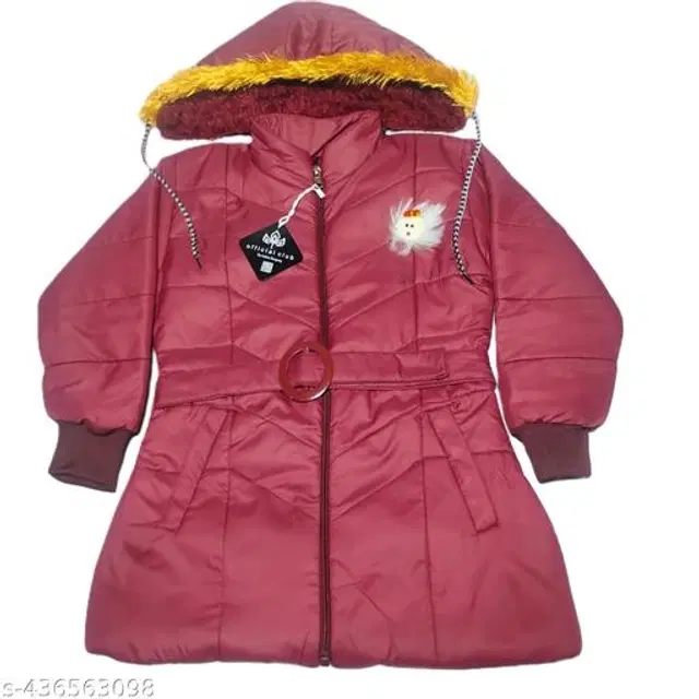 Polyester Jacket for Girls (Maroon, 12-18 Months)