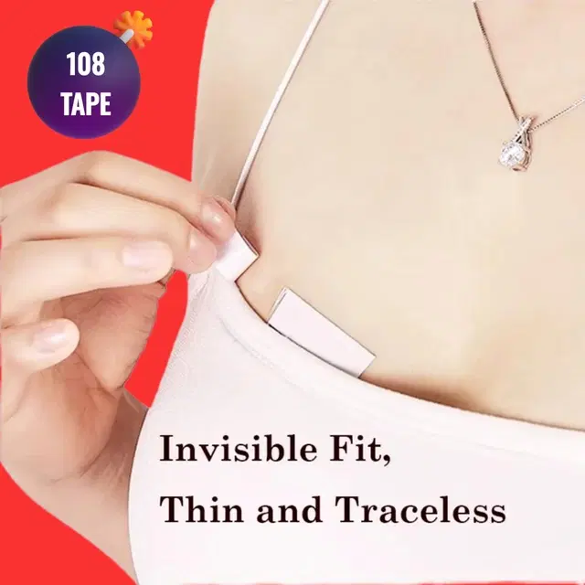 Acrylic Film Clothing 108 Double Sided Tape Strips, Transparent, Set of 1