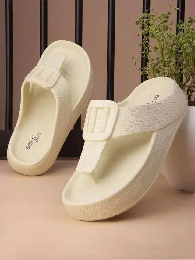 action Slippers for Women (Beige, 8)