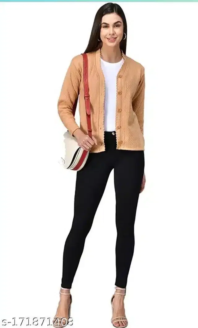 Acrylic Sweater for Women (Brown, M)