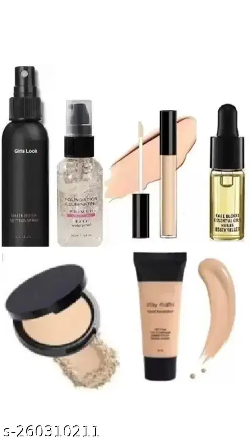 Women's Beauty Makeup Combo Set With Compact Foundation Markup Fixer Serum,  Pack Of 6