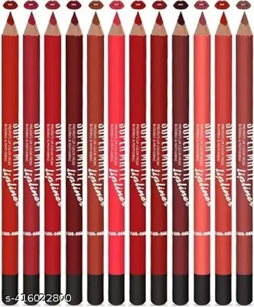 Super Matte Lip Liner Pencil, Multicolor, Pack of 12