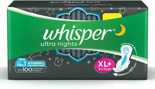 Whisper Bindazzz Nights Sanitary Pads XL+ (30 Pads)