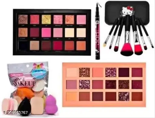 Rose Gold Eyeshadow Palette Matte & Eyeshadow Palette & Puff & 36 Eyeliner & Makeup Brushes Set Of 7 (5 Items In The Set)