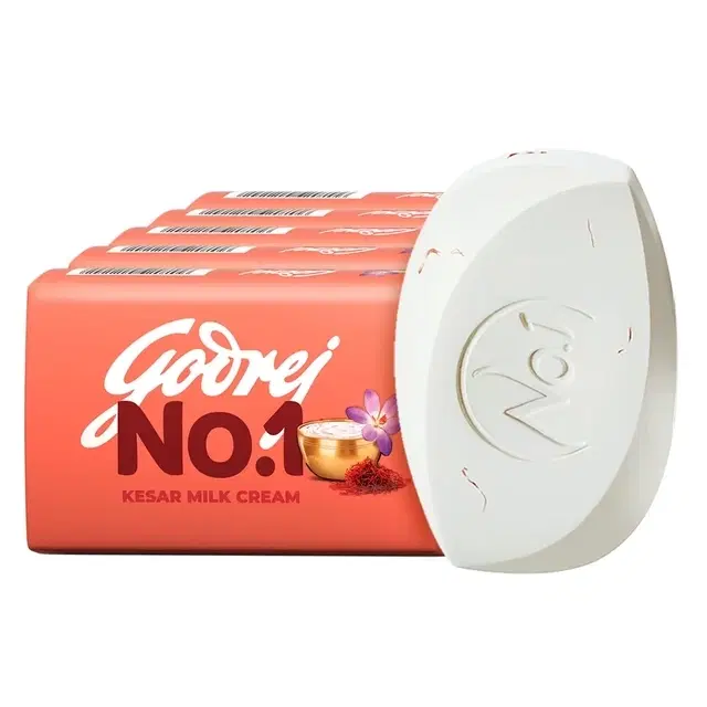 Godrej No.1 Bath Soap Kesar and Milk Cream 5X100 g (Pack of 5)