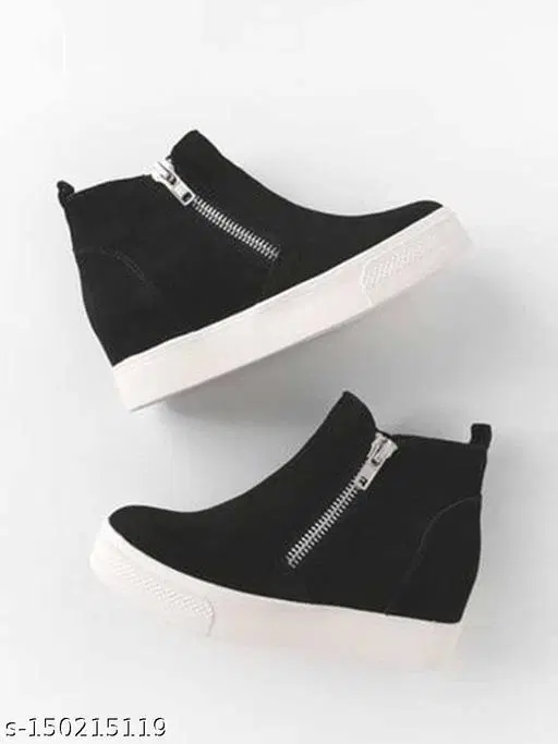 Shoetopia Solid Canvas Flat boots Black (IND-3)