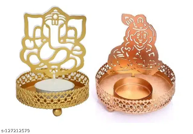 Tealight Candle Holder, Pack of 2, Gold