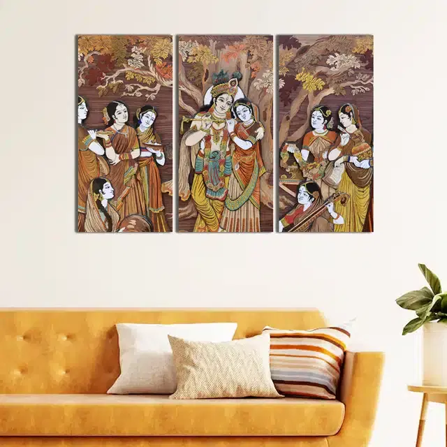 Wooden Wall Paintings, Set of 1, Multicolor, 24x16 Inches