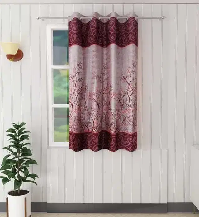 Window Curtain, Maroon, 4X5 Feet