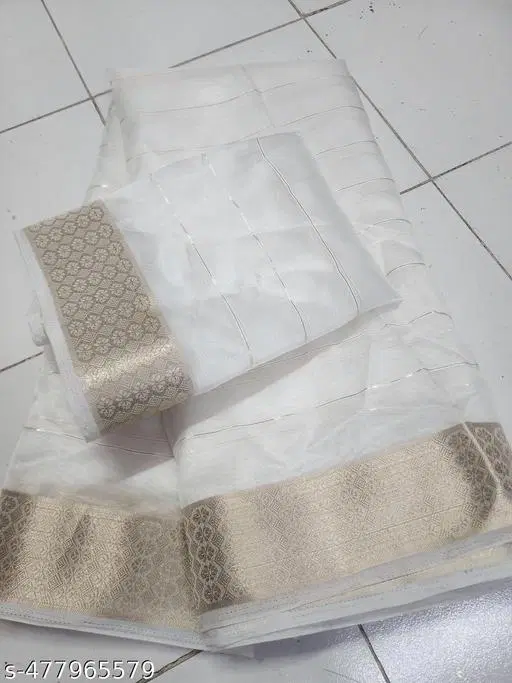Banarasi Zari Woven Saree for Women (White, Free Size)