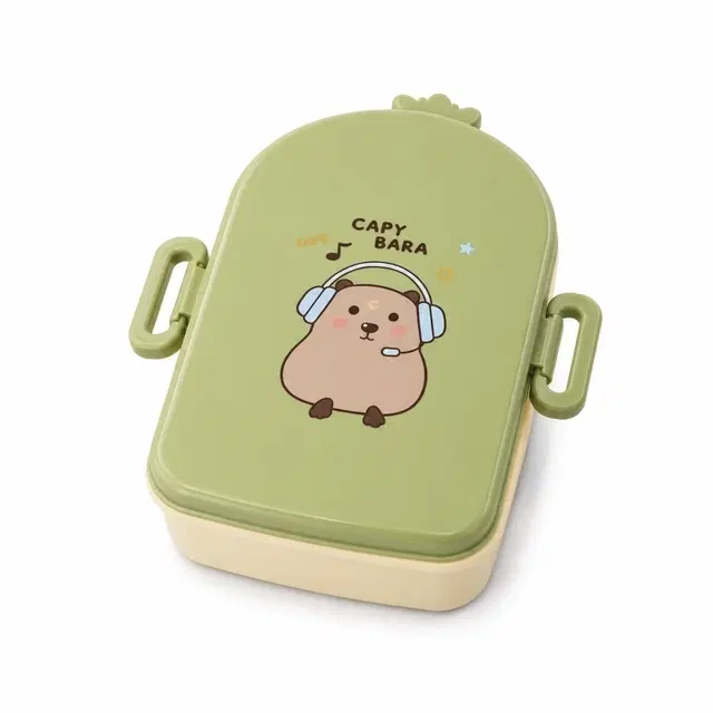 Lunch Box for Kids, Cartoon Lunch Box with Fork, Green (Assorted Any 1 Design)