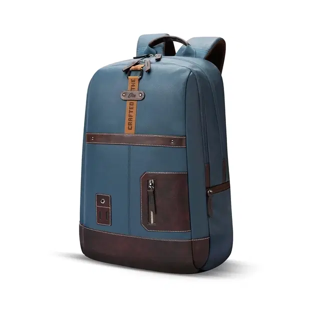 Gear Classic 6, 31L Water Resistant Anti Theft Faux Leather Laptop Backpack for Men & Women, Teal Brown