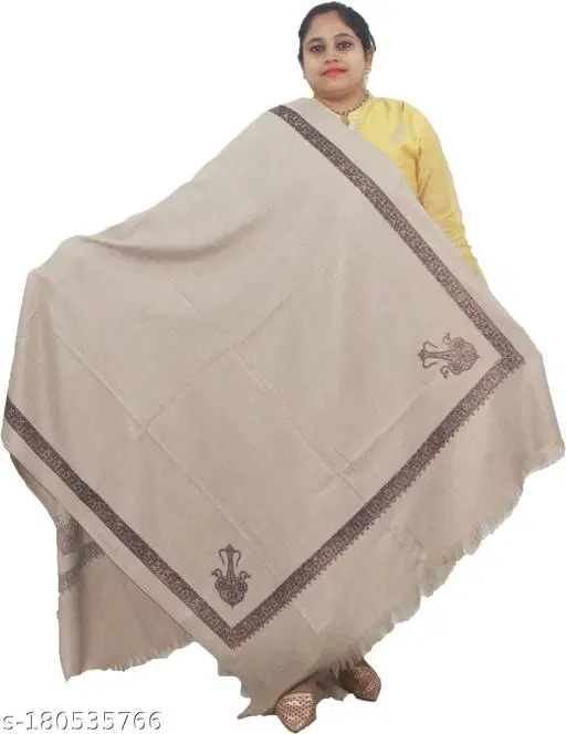 Kavim Grey Wool Printed Shawl for Women (Grey, Free Size)
