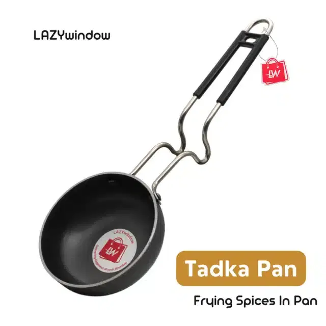 Iron Essential Tadka Pan & Fry Pan with Steel Handle for Kitchen, Black, 12 cm