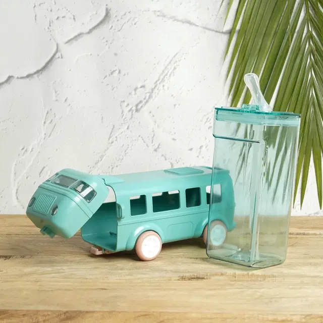 Plastic Bus Shape Sipper Bottle for Kids, Multicolor (1000 ml)