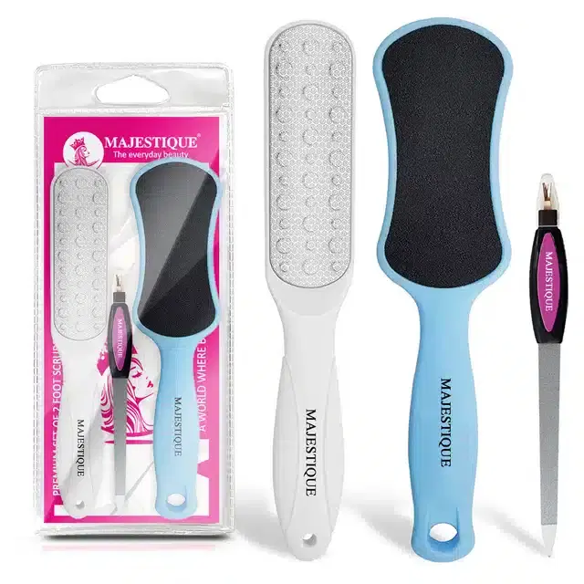 Foot Scrubbers & Nail Filer with Cuticle Remover Combo, Multicolor, Set of 3