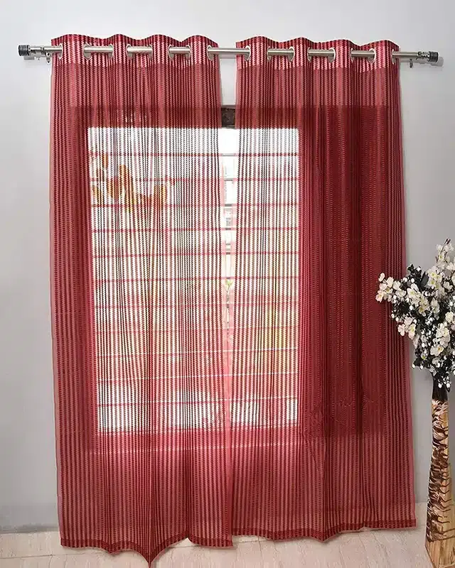 Polyester Solid Door & Window Curtains, Maroon, 7 feet