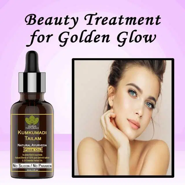 Haria Naturals Pure Kumkumadi Tailam For Radiant Skin For Brightens, Healthy & Glowing Skin 30 ml, B-15230