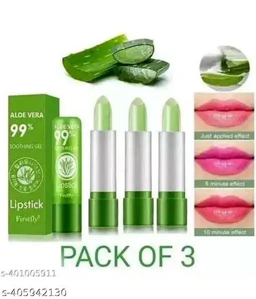 Fancy Cool Product Green Lipstick 3 Pc | Aloe Vera Moisturizing Lipstick Long Lasting Notorious Lip Balm
