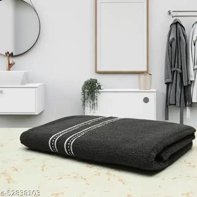 Cotton Bath Towels, Black, 70x140 cm