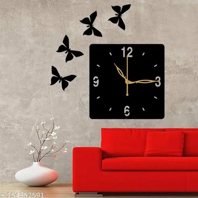 Wooden Wall Clock for Home, Black