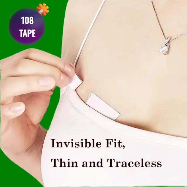 Acrylic Film Clothing 108 Double Sided Tape Strips, Transparent, Set of 1