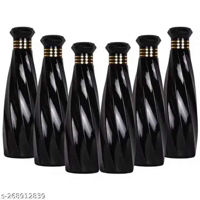 Water Bottle Set, Black, 1000 ml, Pack of 6