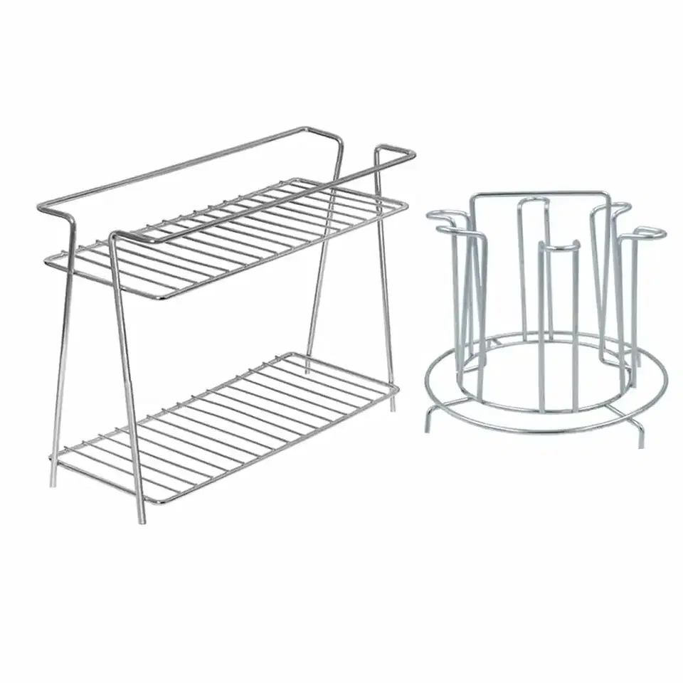 Oc9 Stainless Steel Spice Rack 2 Shelf & Glass Stand For Kitchen