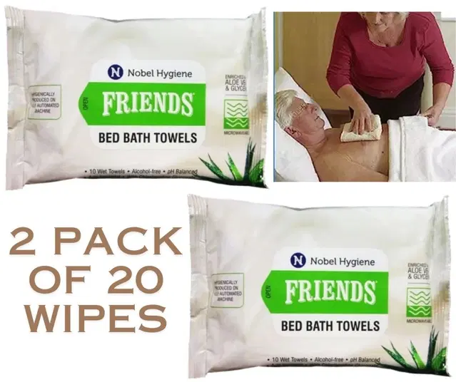 Nobel Hygiene Friends 10 Pcs Bed Bath Towels Wipes, Pack of 2