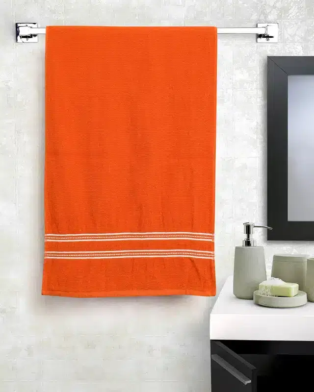 Cotton Bath Towel for Unisex, Orange, 27x54 inches