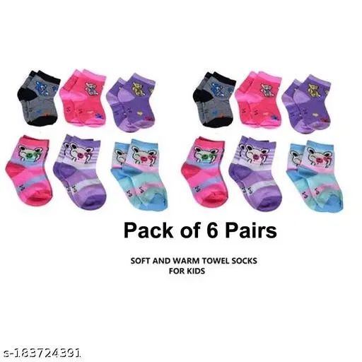 Woolen Socks for Kids, Set of 6 (Multicolor, 0-3 Months)