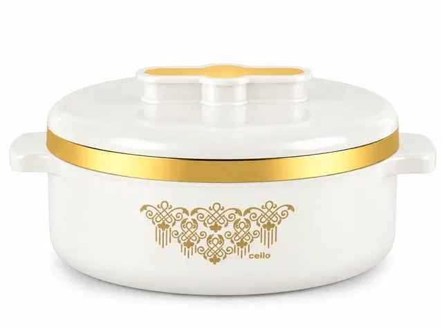 Cello Exotic, 1000 ml, White | Insulated Casserole | Keeps Food Hot & Fresh | Sturdy Locking Lid