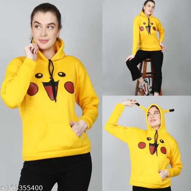 Cotton Blend Hoodie for Women (Yelllow, M)