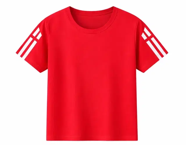 Solid Polyester T-Shirt for Boys (Red, 7-8 Years)