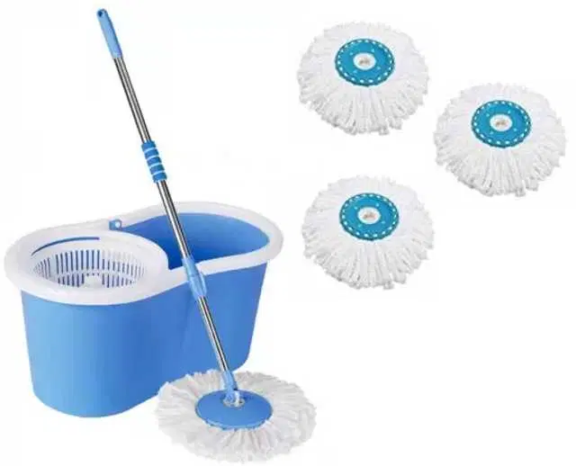 Bucket 360 Degree Spin Mop Set and 3 Refills, Blue, Pa-02