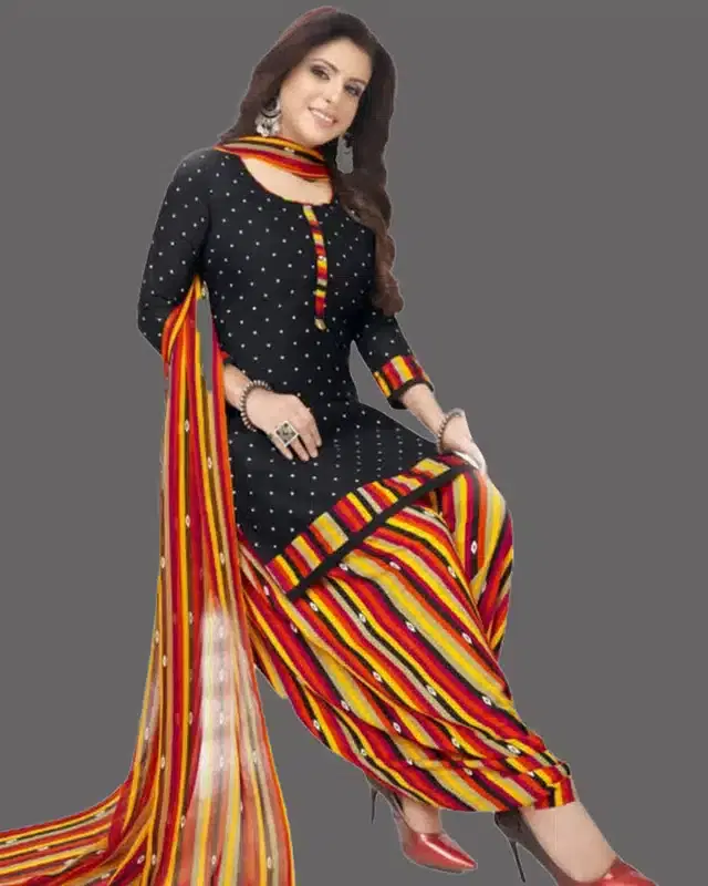 Unstitched Dress Material for Women & Girls (Black)