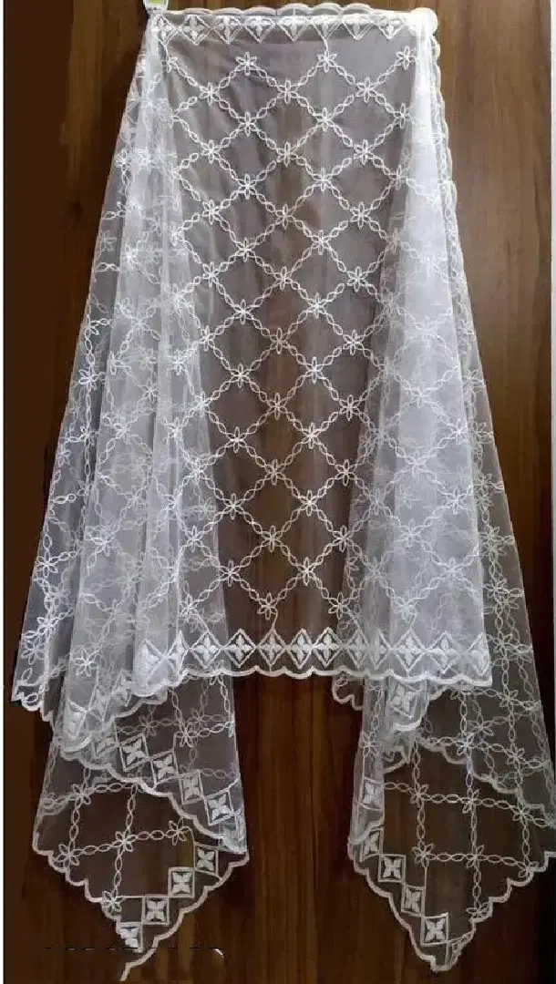 Net Embroidered Dupatta for Women, White