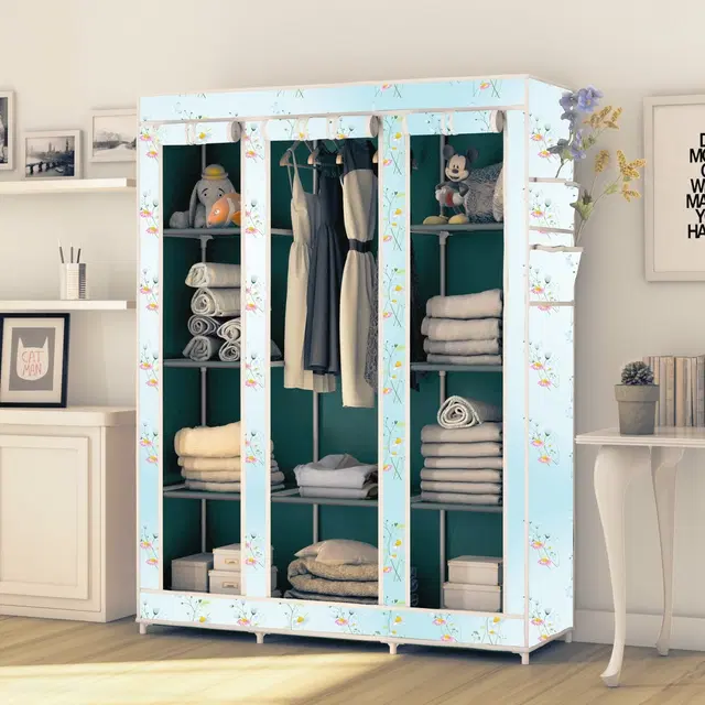 Plastic Printed Collapsible Wardrobe, Multicolor