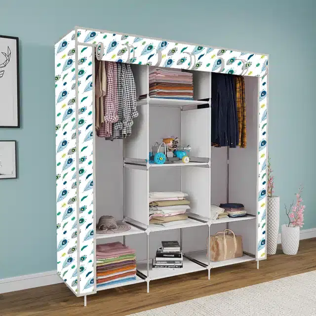 Carbon Steel 3 Door 8 Shelf Printed, Grey