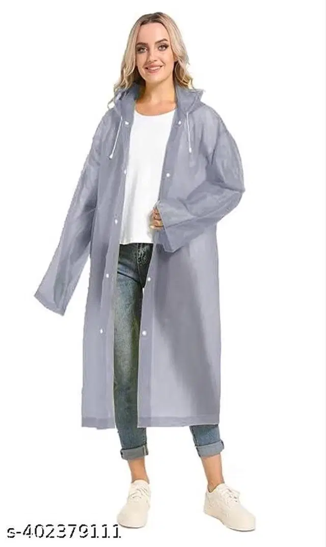 Polyester Rain Coat for Men & Women, Grey, Free Size