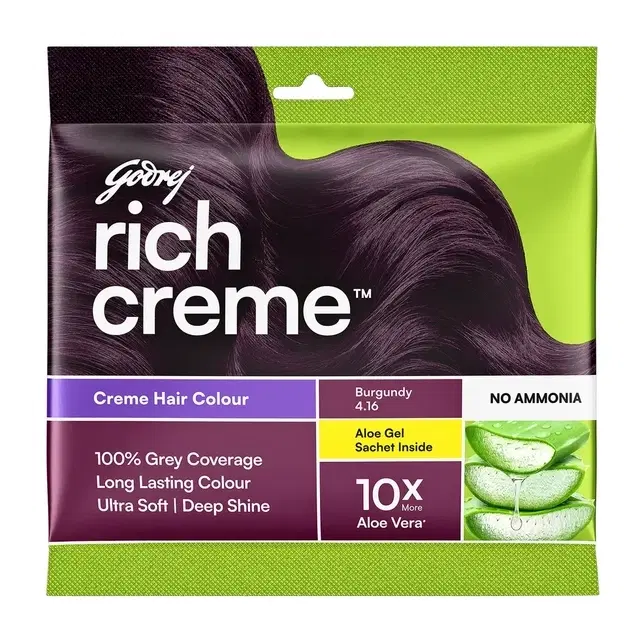 Godrej Expert Rich Crème Hair Colour For Women & Men – (Burgundy Shade) (4.16) 20 g + 20 ml