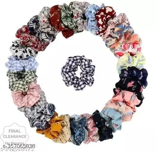 Chic Scrunchies for Women (Multicolor, 3 Pcs)