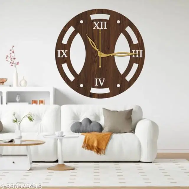 Wooden Wall Clock for Home, Brown