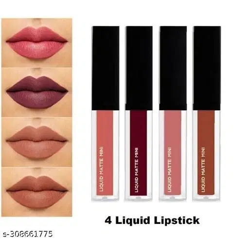 Liquid Lipstick for Women, Multicolor, Pack of 4